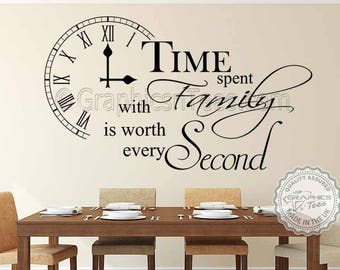 Time Spent with Family is Worth Every Second Inspirational Wall Sticker Quote, Kitchen Dining Room Home Wall Art Decor Decal - 02