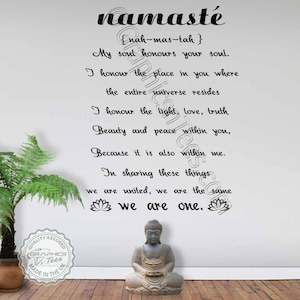Namaste We Are One Yoga Quote Wall Sticker Meditation Wall Art Decor Decal with Lotus Flowers