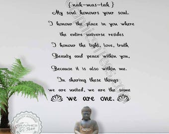 Namaste We Are One Yoga Quote Wall Sticker Meditation Wall Art Decor Decal with Lotus Flowers