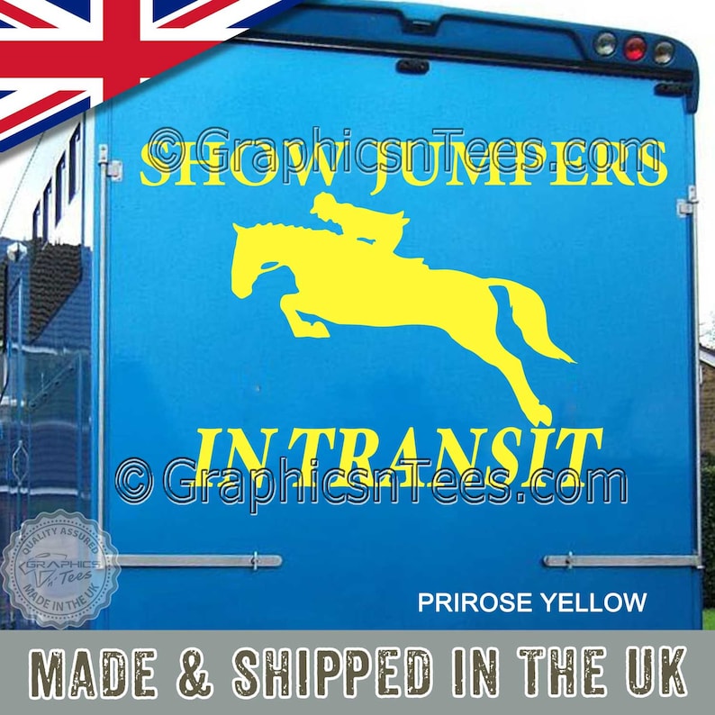 Show Jumpers in Transit Horse Box Sticker Horse Trailer image 1