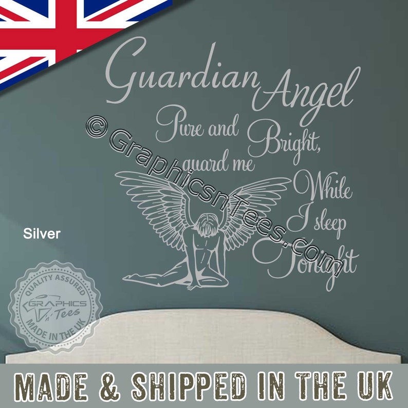 Guardian Angel Sleep Tonight Bedrom Nursery Wall Sticker Quote Etsy