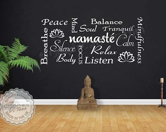 Namaste Autocollant Mural Amovible Décalque Maison /& Bureau Décoration murale Poster