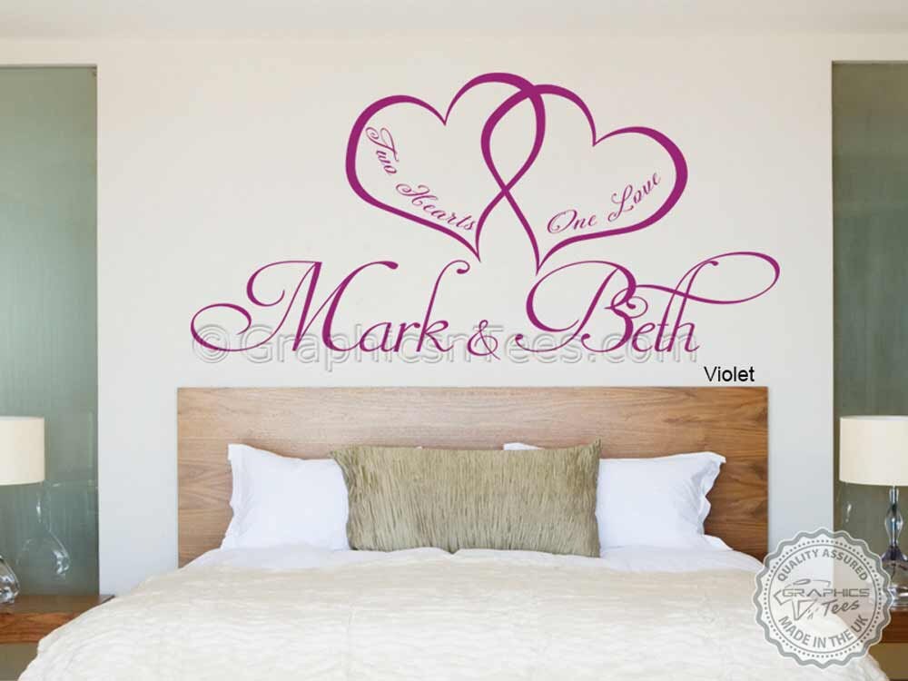 Personalised Love Hearts Swan Wall Sticker Romantic Bedroom Wall Art  decal 