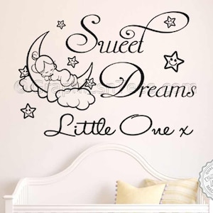 Sweet Dreams Little One Nursery Wall Sticker Baby Boy Girls Bedroom Wall Quote Decor Decal