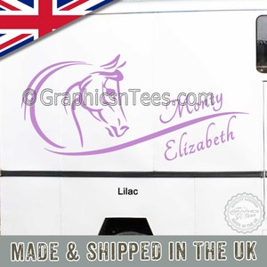 Personalised Horsebox Graphics Horses Head Horse Trailer Vinyl Decals Stickers x 2 one Left one Right image 4