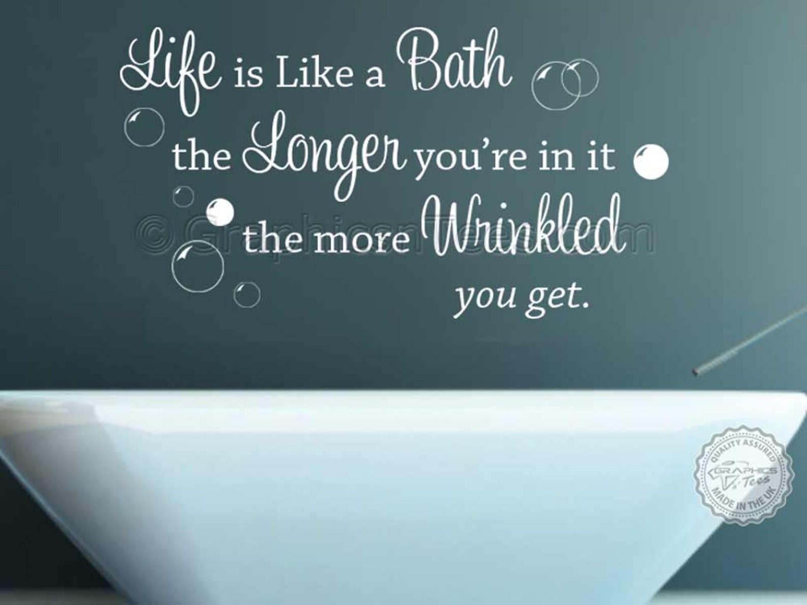 Bathroom Wall Sticker Quote Life is Like a Bath Wrinkled Etsy