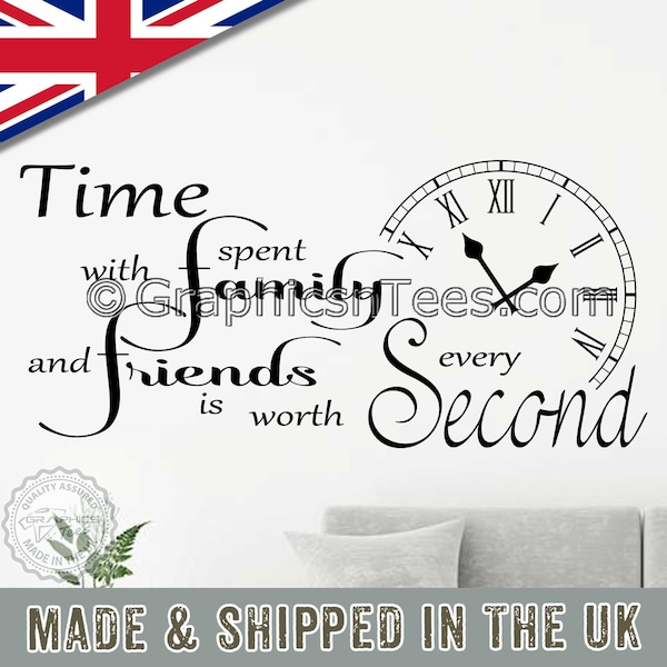 Time Spent with Family and Friends is Worth Every Second Inspirational Wall Stickers Quote Kitchen Dining Room Home Wall Art Decor Decal 02