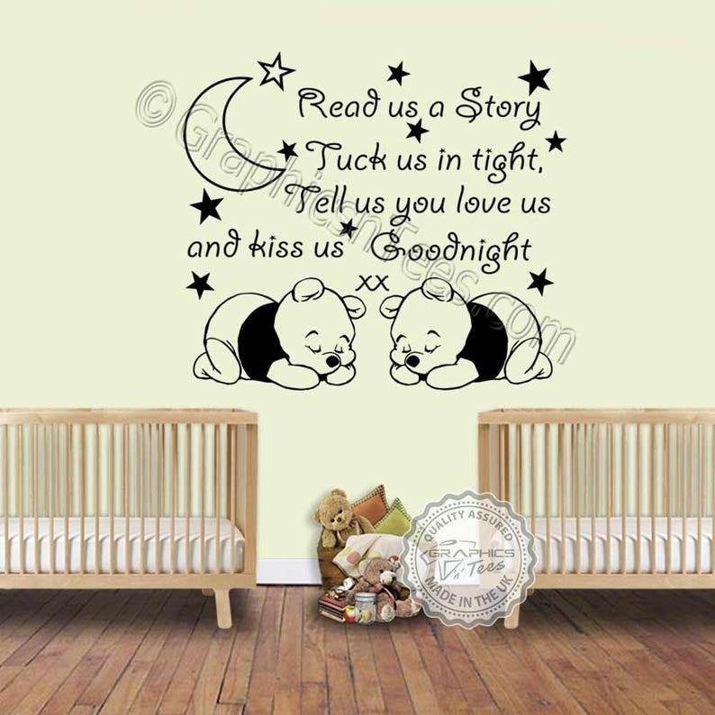 nursery wall sticker for twins read us a story baby boys girls | etsy