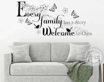 Adesivo Murale Con Scritta 'Every Family Has A Story' - Decorazione Parete PVC Nero 72x15cm - Foto 9