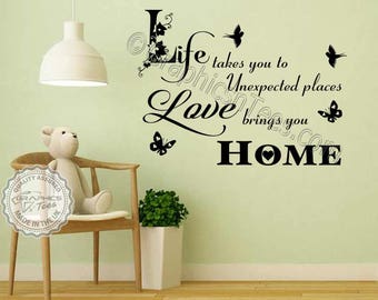 Inspirational Family Wall Sticker Love Brings You Home Wall Quote Living Room Vinyl Wall Decor Decal