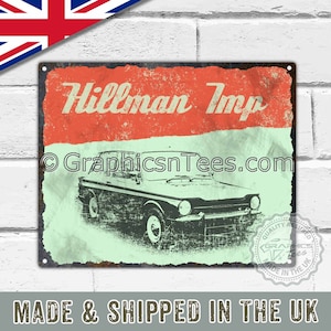 Metal Garage Signs Personalised, Vintage Signs for Garage, Retro Tin Signs, Vintage Metal Signs, Vintage Tin Signs, Hillman Imp