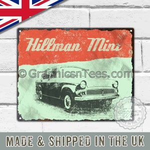 Metal Garage Signs Personalised, Vintage Signs for Garage, Retro Tin Signs, Vintage Metal Signs, Vintage Tin Signs, Hillman Minx