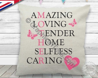 Amazing Mother Word Art Cushion for Mum Mothers Day, Birthday Gift
