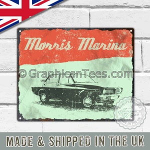 Metal Garage Signs Personalised, Vintage Signs for Garage, Retro Tin Signs, Vintage Metal Signs, Vintage Tin Signs, Morris Marina