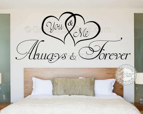 You Me Always Forever Romantic Bedroom Wall Sticker Love Quote