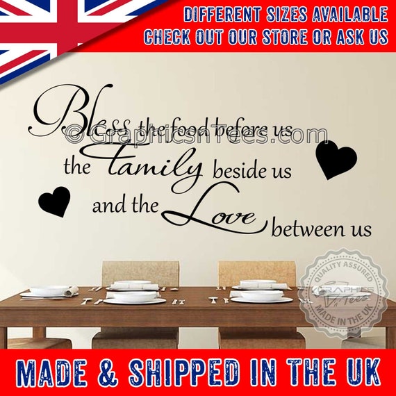 Bless The Food Before Us Inspirational Family Wall Sticker Etsy - roblox wall decal etsy uk wall decals etsy uk decals