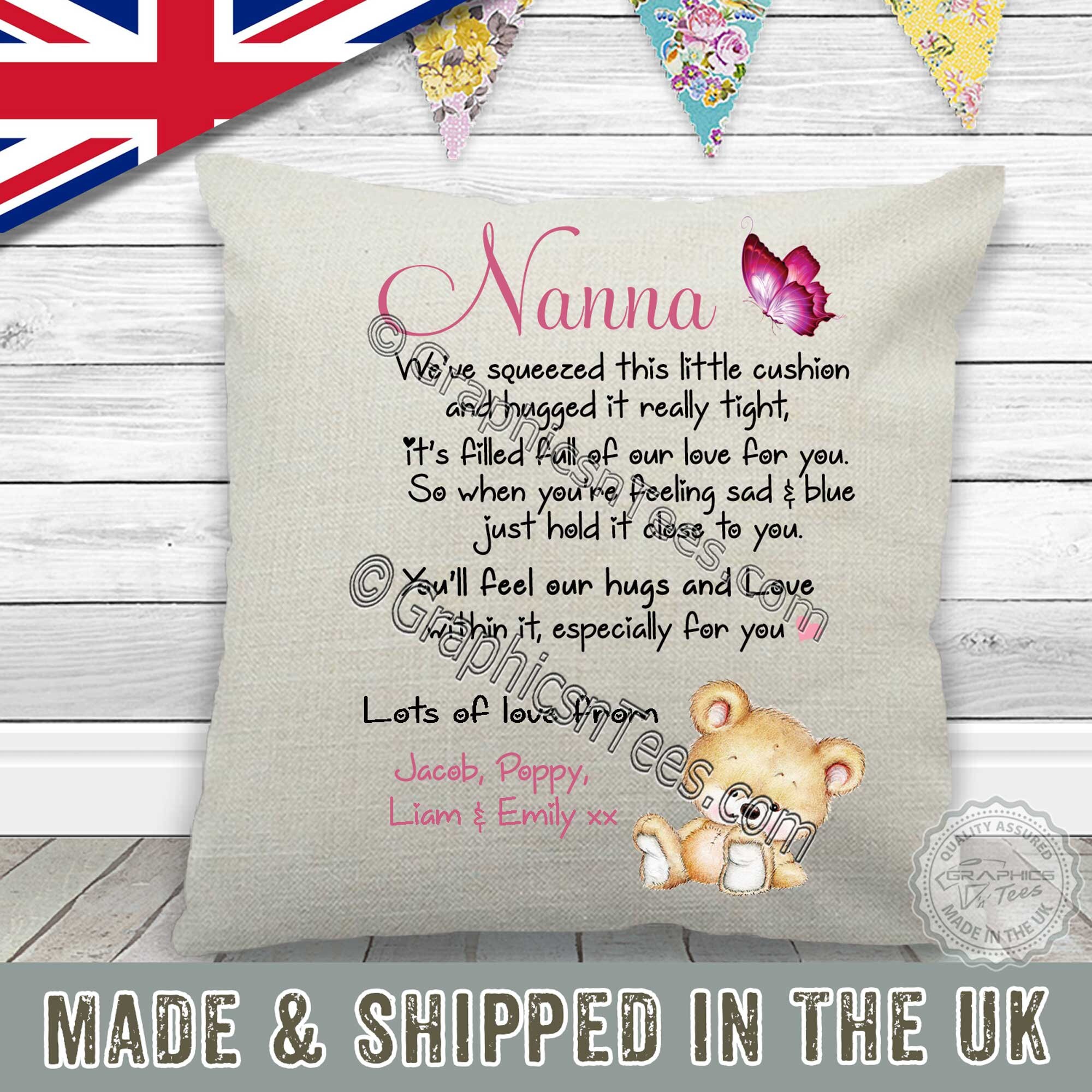 Personalised Nana Hug Cushion We Squeezed This Little Pillow