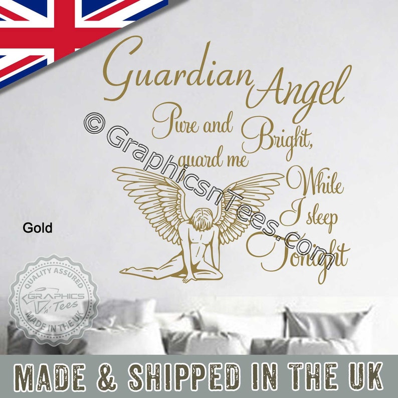 Guardian Angel Sleep Tonight Bedrom Nursery Wall Sticker Quote Etsy
