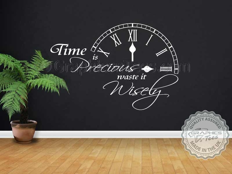 Time Is Precious Waste It Wisely Inspirational Family Wall Etsy UK