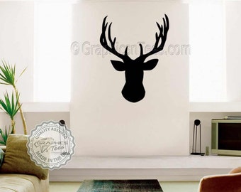 Stags Head Wall Sticker, Available in Various Sizes and Colours, Home Wall Decal