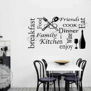 Kitchen Montage Wall Sticker Quote Word Art Collage, Dining Room Home Wall Decor Decal