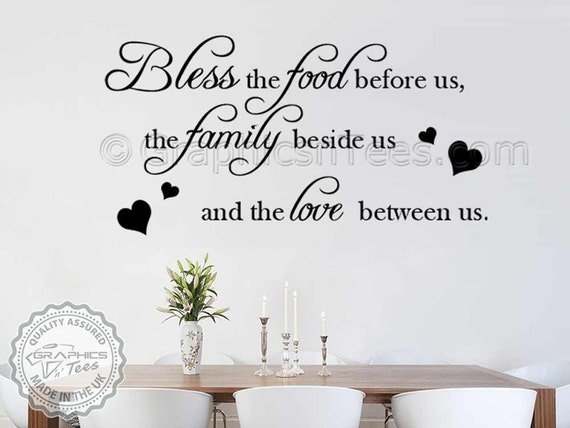 Family Wall Sticker Inspirational Quote Bless The Food Before Us Kitchen Dining Room Home Wall Decal