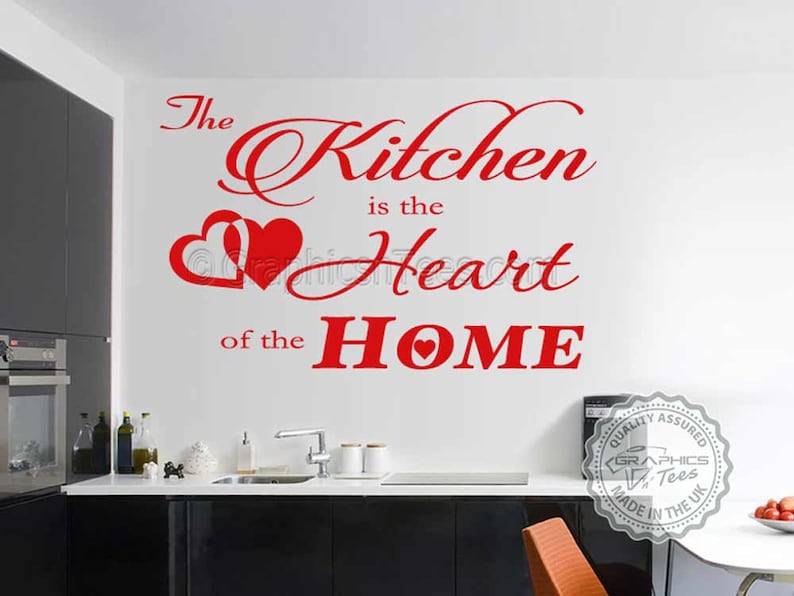 Kitchen Is The Heart Of The Home Kitchen Wall Sticker Quote Family Wall Decor Decal Wall Sticker
