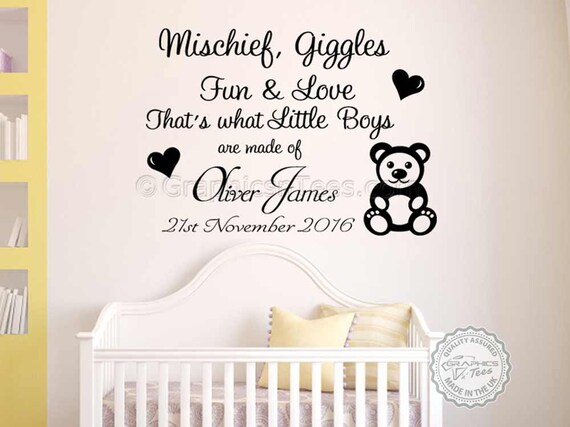 personalised nursery wall sticker mischief giggles that's | etsy