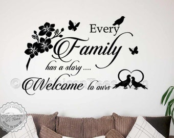 Family Wall Sticker, Every Family as a Story, Welcome to Ours, Home Wall Decal Sticker