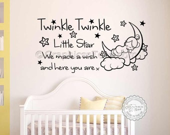 Nursery Wall Sticker, Twinkle Twinkle Little Star, Baby Boy Girls Bedroom Wall Quote Decor Decal