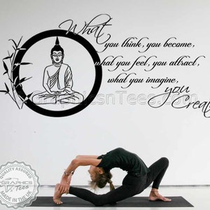 Buddha Inspirational Quote, What You Think You Become, Yoga Lounge Home Wall Art Sticker Mural Decal