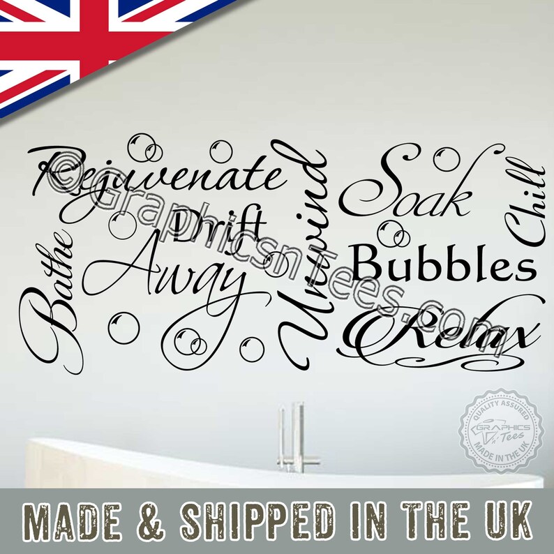 Bathroom Wall Sticker Quote Word Art Montage Wall Decor Decal - Etsy