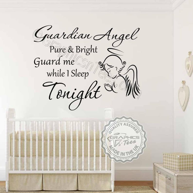 guardian angel nursery wall sticker baby boy girls bedroom | etsy