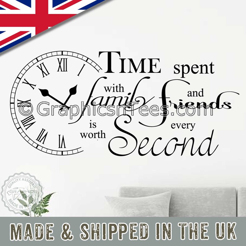 Time Spend With Family Wall Decal Inspiration Quote Vinyl Home Room Mural Decor