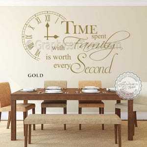 Time Spent with Family is Worth Every Second Inspirational Wall Sticker Quote, Kitchen Dining Room Home Wall Art Decor Decal 02 image 3