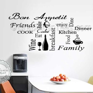 Kitchen Wall Sticker Montage Quote Word Collage, Dining Room Home Wall Decor Decal, With Cupcake