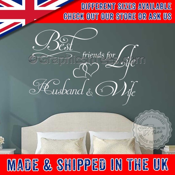 Best Friends For Life Husband Wife Quote Romantic Bedroom Wall Art Sticker Decor Decal