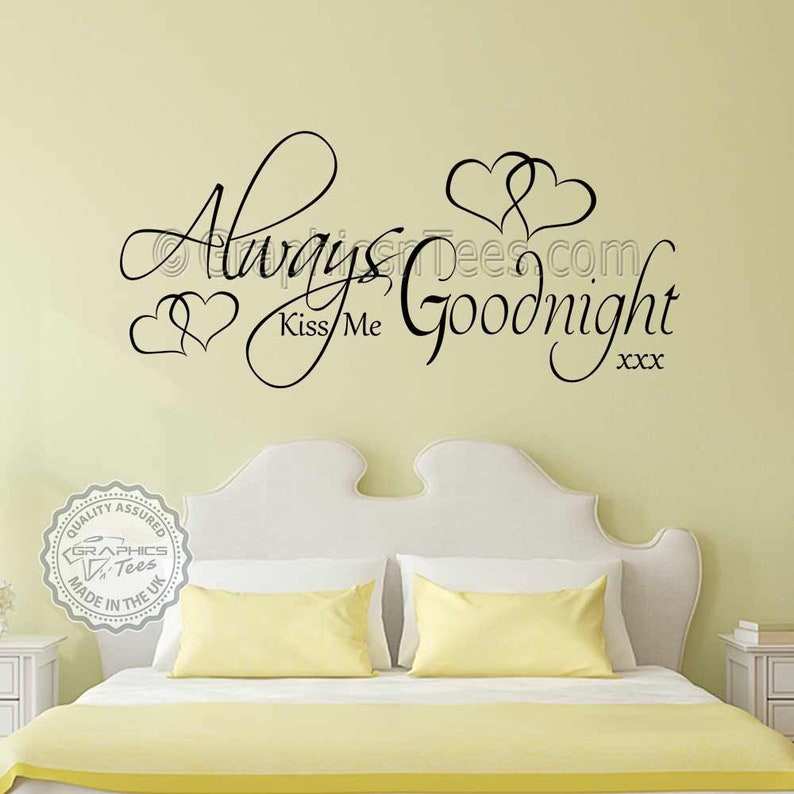 always kiss me goodnight romantic bedroom wall stickers love | etsy