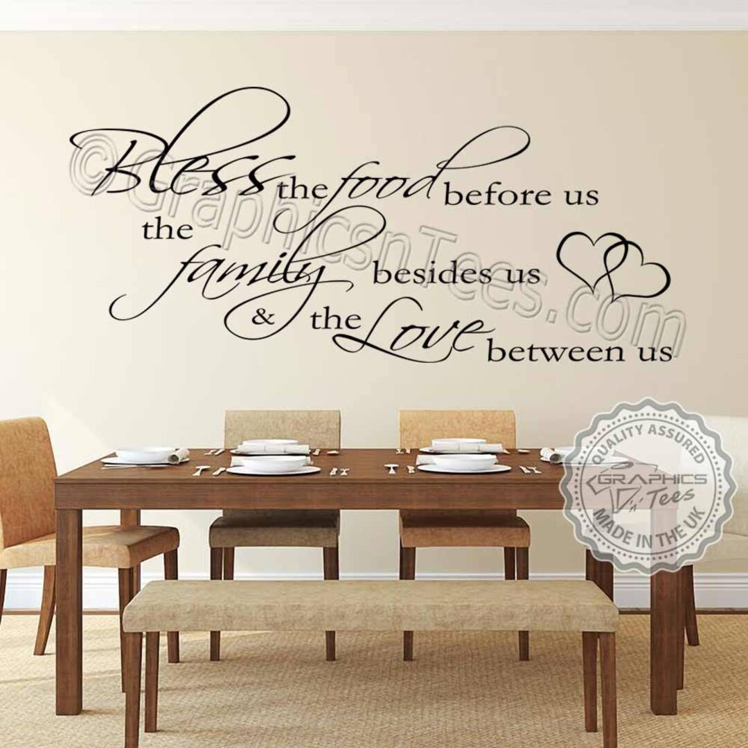 Inspirational Family Wall Sticker Bless the Food Before Us Kitchen