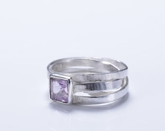 Silver wrapped amethyst ring, a great birthday present and an ideal the gift for Spring.