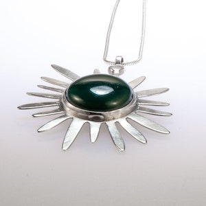 Silver, Green Agate Star Necklace for women. Treat yourself to this unique, and contemporary necklace, an ideal gift her image 1