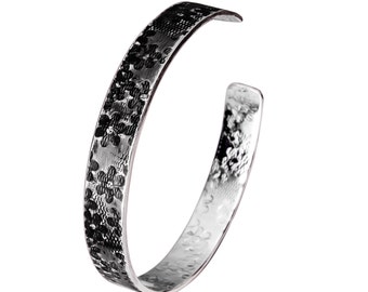 Beautifully textured silver oxidised black bracelet for women, perfect evening wear and an ideal gift