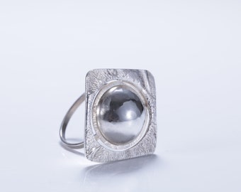 Square shaped silver ring the perfect special day ring, an Ideal silver gift for Eatter