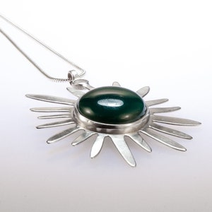 Silver, Green Agate Star Necklace for women. Treat yourself to this unique, and contemporary necklace, an ideal gift her image 2