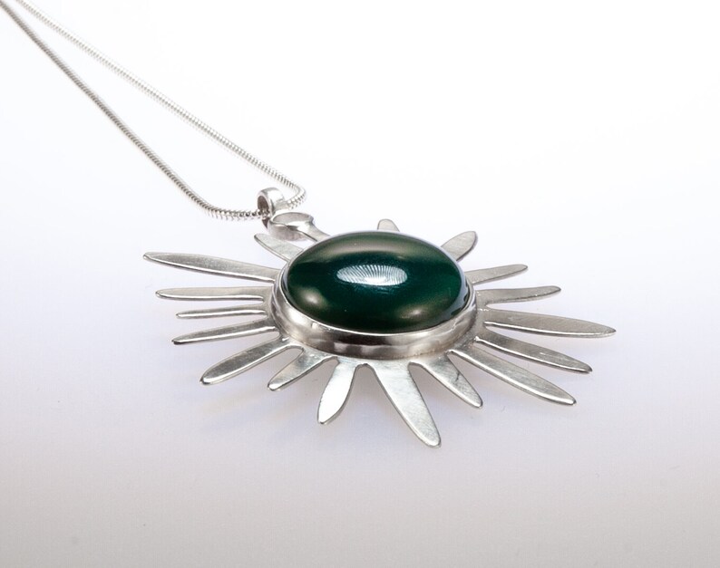 Silver, Green Agate Star Necklace for women. Treat yourself to this unique, and contemporary necklace, an ideal gift her image 2