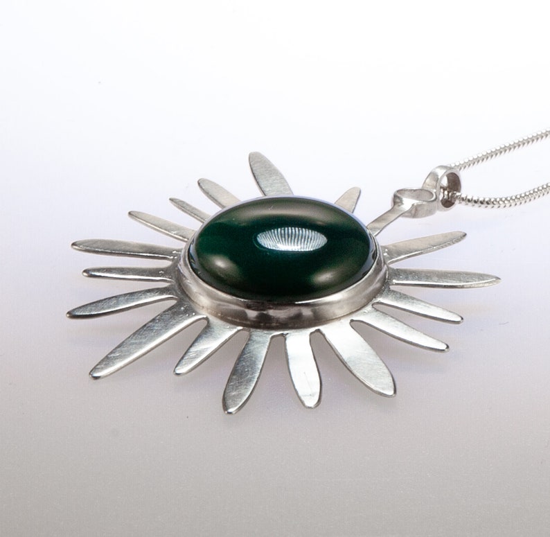 Silver, Green Agate Star Necklace for women. Treat yourself to this unique, and contemporary necklace, an ideal gift her image 3