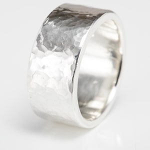 Hammered Silver Ring: Wide Chunky Ring Band