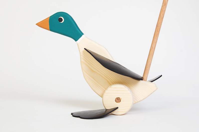 Wooden Walking Duck Mallard Duck Toy Chippewaddlers image 0
