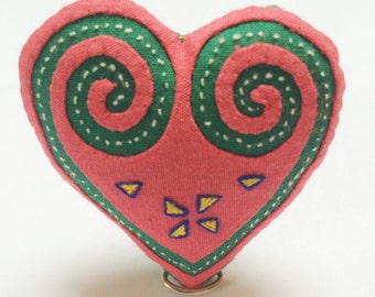 Heart Pin | Hmong Collectible | Paj Ntaub