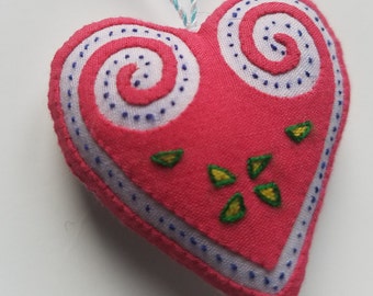 Heart Ornament | Hmong | Paj Ntaub | One-sided Embroidery